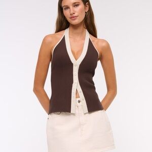 Abercrombie and fitch brown ribbed halter top